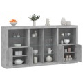 vidaXL Sideboard mit LED-Leuchten Betongrau 202x37x100 cm