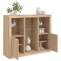 vidaXL Sideboards mit LED-Leuchten 3 Stk. Sonoma-Eiche Holzwerkstoff