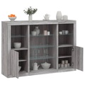 vidaXL Sideboards mit LED-Leuchten 3 Stk. Grau Sonoma Holzwerkstoff