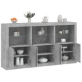 vidaXL Sideboard mit LED-Leuchten Betongrau 181,5x37x100 cm