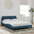 vidaXL Bettgestell mit Kopfteil Blau 120x200 cm Samt