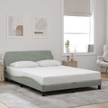 vidaXL Bettgestell mit Kopfteil Hellgrau 140x190 cm Samt