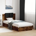 vidaXL Bettgestell mit Kopfteil Räuchereiche 100x200 cm Holzwerkstoff