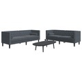 vidaXL 2-tlg. Chesterfield-Sofa-Set mit Nackenrollen Dunkelgrau Samt
