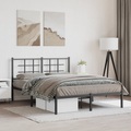 vidaXL Bettgestell mit Kopfteil Metall Schwarz 140x190 cm
