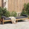 vidaXL Gartenbank mit Kissen Grau Poly Rattan Akazie
