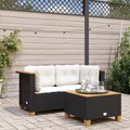 vidaXL Garten-Ecksofas mit Kissen 2 Stk. Schwarz Poly Rattan