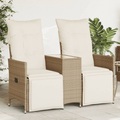 vidaXL, vidaXL Gartensofa 2-Sitzer Verstellbar mit Tisch Beige Poly Rattan