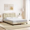 vidaXL Bettgestell mit Kopfteil Creme 140x190 cm Stoff