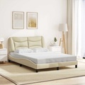vidaXL Bettgestell mit Kopfteil Creme 140x200 cm Stoff