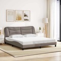 vidaXL Bettgestell mit Kopfteil Taupe 180x200 cm Stoff