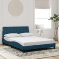 vidaXL Bettgestell mit Kopfteil Blau 140x200 cm Samt