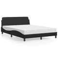 vidaXL Bett mit Matratze Schwarz 140x190 cm Kunstleder