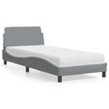 vidaXL Bett mit Matratze Hellgrau 90x200 cm Stoff