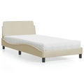 vidaXL Bett mit Matratze Creme 100x200 cm Stoff