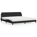 vidaXL Bett mit Matratze Schwarz 200x200 cm Stoff