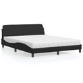 vidaXL Bett mit Matratze Schwarz 160x200 cm Kunstleder