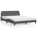 vidaXL, vidaXL Bett mit Matratze Grau 160x200 cm Kunstleder