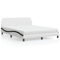 vidaXL Bett mit Matratze Weiß und Schwarz 160x200 cm Kunstleder