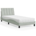 vidaXL, vidaXL Bett mit Matratze Hellgrau 90x190 cm Samt
