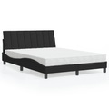vidaXL Bett mit Matratze Schwarz 140x190 cm Samt