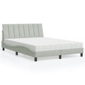 vidaXL Bett mit Matratze Hellgrau 140x200 cm Samt