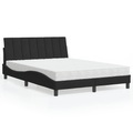 vidaXL Bett mit Matratze Schwarz 140x200 cm Samt