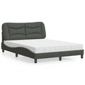 vidaXL Bett mit Matratze Dunkelgrau 120x200 cm Stoff