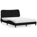 vidaXL Bett mit Matratze Schwarz 140x190 cm Stoff