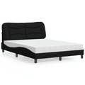 vidaXL Bett mit Matratze Schwarz 140x200 cm Stoff