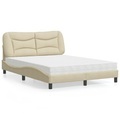 vidaXL Bett mit Matratze Creme 140x200 cm Stoff