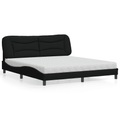 vidaXL Bett mit Matratze Schwarz 180x200 cm Stoff
