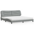 vidaXL Bett mit Matratze Hellgrau 200x200 cm Stoff