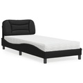 vidaXL Bett mit Matratze Schwarz 90x190 cm Kunstleder