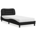 vidaXL Bett mit Matratze Schwarz 90x200 cm Kunstleder