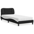 vidaXL Bett mit Matratze Schwarz und Weiß 90x200 cm Kunstleder