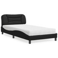 vidaXL Bett mit Matratze Schwarz 100x200 cm Kunstleder