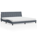 vidaXL Bett mit Matratze Dunkelgrau 200x200 cm Samt