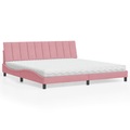 vidaXL Bett mit Matratze Rosa 200x200 cm Samt