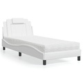 vidaXL, vidaXL Bett mit Matratze Weiß 90x190 cm Kunstleder