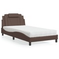 vidaXL Bett mit Matratze Braun 100x200 cm Kunstleder