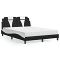 vidaXL Bett mit Matratze Schwarz und Weiß 140x200 cm Kunstleder