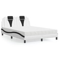 vidaXL Bett mit Matratze Weiß und Schwarz 140x200 cm Kunstleder