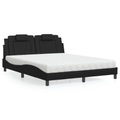 vidaXL Bett mit Matratze Schwarz 160x200 cm Kunstleder