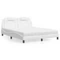 vidaXL, vidaXL Bett mit Matratze Weiß 160x200 cm Kunstleder