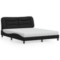 vidaXL Bett mit Matratze Schwarz 160x200 cm Kunstleder