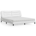 vidaXL Bett mit Matratze Weiß 180x200 cm Kunstleder