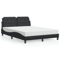 vidaXL Bett mit Matratze Schwarz 140x200 cm Kunstleder