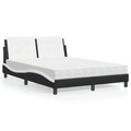 vidaXL Bett mit Matratze Schwarz und Weiß 140x200 cm Kunstleder