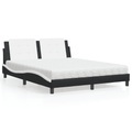 vidaXL Bett mit Matratze Schwarz und Weiß 160x200 cm Kunstleder